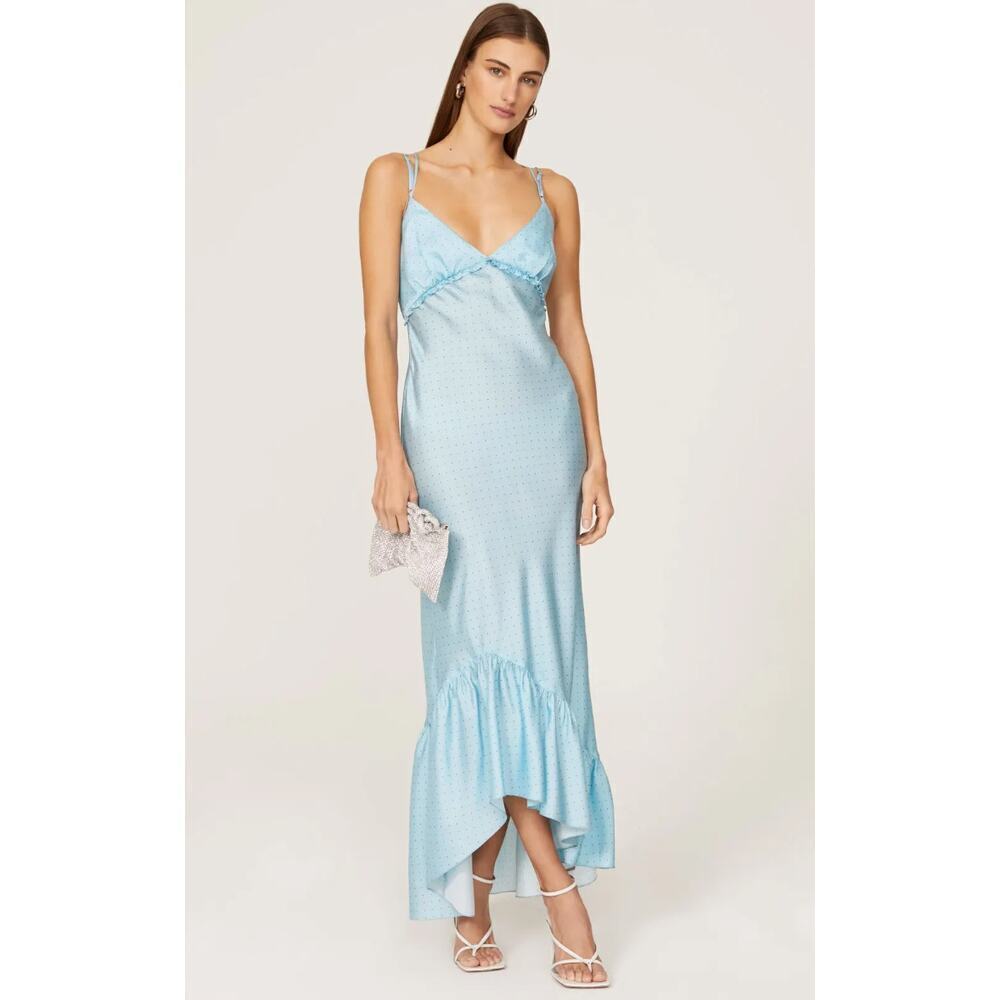 Cinq à Sept Lizzia Tie Back Blue Dot Dress - Size 8